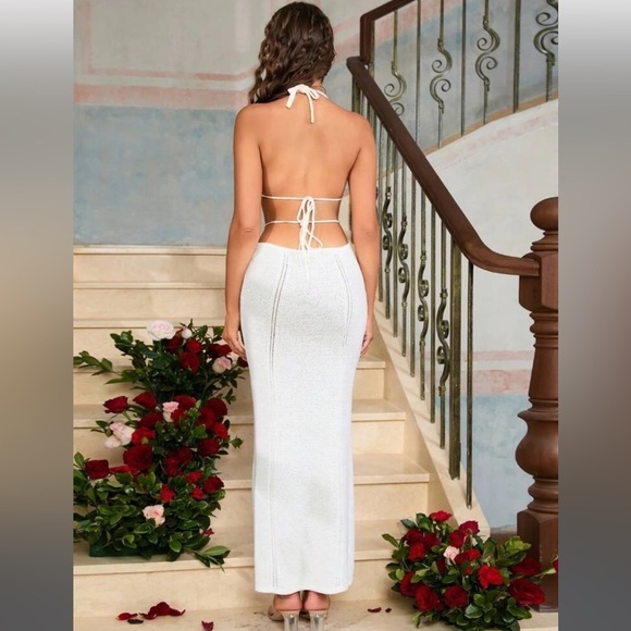 Maxi Crochet  Cut Out Halter Dress - Picture 3 of 9